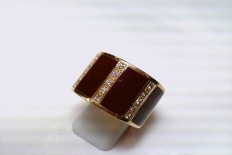 Gold ring with enamel and diamonds